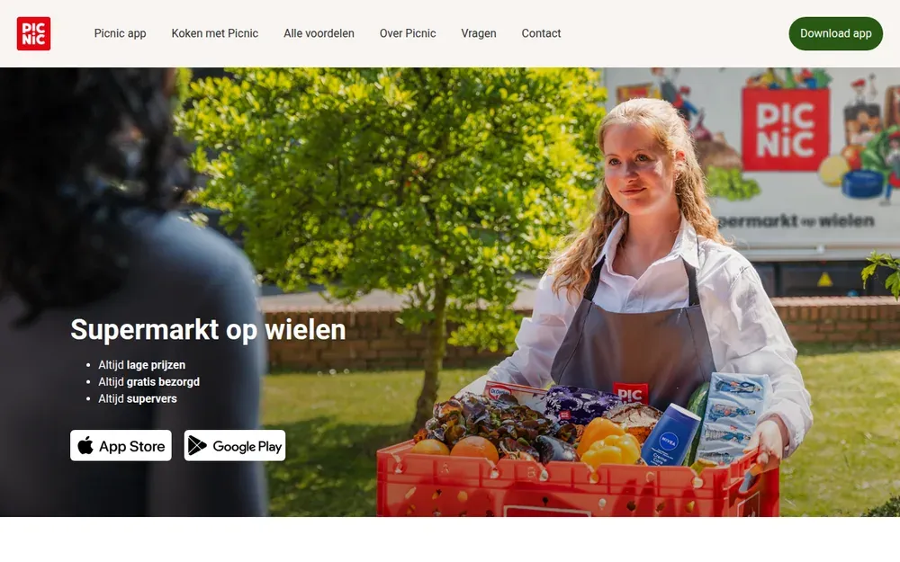 Picnic — An app-only supermarket in the Netherlands and Germany: order by the evening and an electric van delivers the next day.
