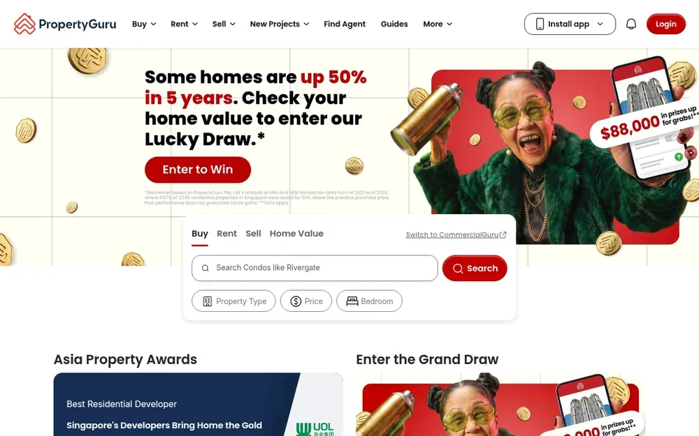 PropertyGuru — A Southeast Asian property portal for buying and renting homes, with agent listings, project pages and mortgage tools.